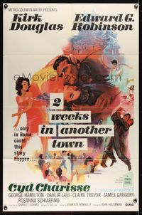 6k004 2 WEEKS IN ANOTHER TOWN 1sh '62 cool art of Kirk Douglas & sexy Cyd Charisse by Bart Doe!