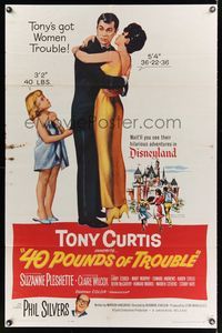 6k007 40 POUNDS OF TROUBLE 1sh '63 Tony Curtis has women trouble, Suzanne Pleshette!