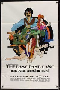 6k043 BANG BANG GANG 1sh '70 Jae Miller, Michael Kirkwood, cool 70's style art!