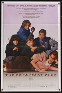 6k117 BREAKFAST CLUB 1sh '85 John Hughes, Emilio Estevez, Molly Ringwald, Judd Nelson, cult classic