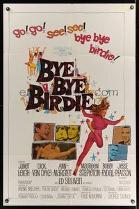 6k131 BYE BYE BIRDIE 1sh '63 cool artwork of sexy Ann-Margret dancing, Dick Van Dyke, Janet Leigh