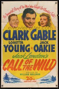 6k134 CALL OF THE WILD 1sh R43 Clark Gable, Loretta Young, Jack Oakie!