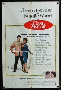 6k146 CASH MCCALL 1sh '60 James Garner, Natalie Wood, big bright romantic delight!