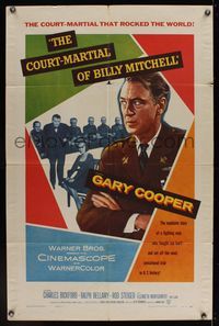 6k177 COURT-MARTIAL OF BILLY MITCHELL 1sh '56 c/u of Gary Cooper, directed by Otto Preminger!