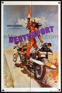 6k193 DEATHSPORT advance teaser 1sh '78 David Carradine, great art of futuristic battle motorcycle!