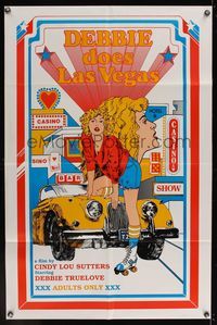 6k194 DEBBIE DOES LAS VEGAS 1sh '82 Debbie Truelove, wonderful sexy gambling casino artwork!
