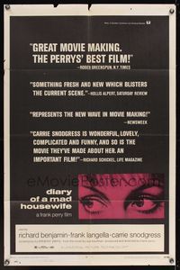 6k227 DIARY OF A MAD HOUSEWIFE 1sh '70 Frank Perry, super close up of Carrie Snodgress' eyes!