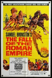 6k276 FALL OF THE ROMAN EMPIRE 1sh '64 Anthony Mann, Sophia Loren, cool chariot race artwork!