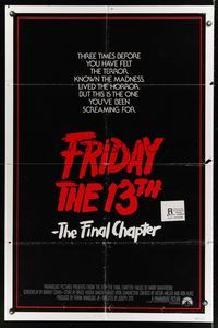 6k309 FRIDAY THE 13th 4 int'l 1sh '84 slasher sequel, this is Jason's unlucky day!