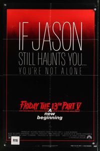 6k310 FRIDAY THE 13th PART V 1sh '85 Jason still haunts you, slasher horror sequel!