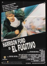 6k314 FUGITIVE Spanish/U.S. video 1sh '93 Harrison Ford is on the run from an obsessed detective!