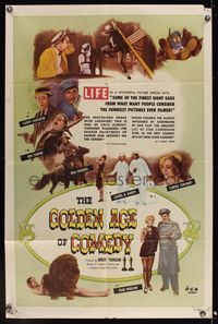 6k330 GOLDEN AGE OF COMEDY 1sh '58 Laurel & Hardy, Jean Harlow, winner of 2 Academy Awards!