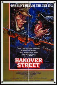6k359 HANOVER STREET 1sh '79 cool art of Harrison Ford & Lesley-Anne Down in World War II by Alvin!