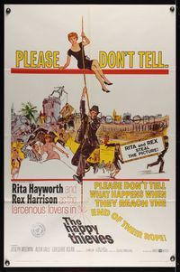 6k360 HAPPY THIEVES 1sh '62 cool artwork of Rita Hayworth & Rex Harrison!