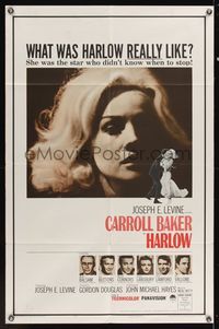 6k363 HARLOW new campaign style 1sh '65 Carroll Baker in the title role!