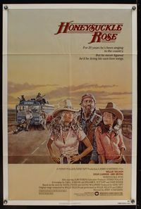 6k381 HONEYSUCKLE ROSE 1sh '80 art of Willie Nelson, Dyan Cannon & Amy Irving, country music!