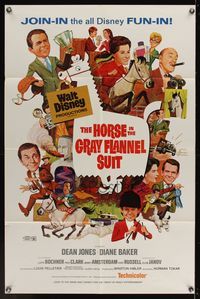 6k383 HORSE IN THE GRAY FLANNEL SUIT 1sh '69 Walt Disney, Dean Jones, wacky artwork of cast!