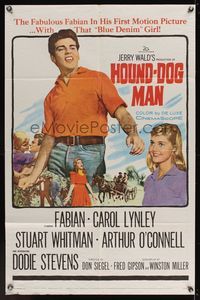 6k390 HOUND-DOG MAN 1sh '59 Fabian starring in his first movie with pretty Carol Lynley!