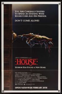 6k392 HOUSE advance 1sh '86 great artwork of severed hand ringing doorbell, don't come alone!