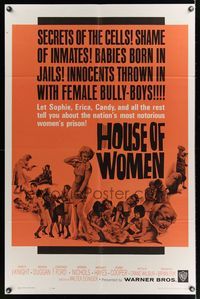 6k398 HOUSE OF WOMEN 1sh '62 Walter Doniger, women's prison, wild female convicts!