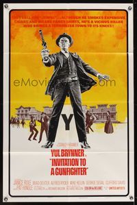 6k441 INVITATION TO A GUNFIGHTER 1sh '64 vicious killer Yul Brynner brings a town to its knees!