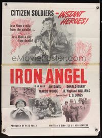 6k442 IRON ANGEL 1sh '64 Jim Davis, Korean War, citizen soldiers & instant heroes!