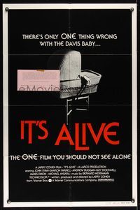 6k460 IT'S ALIVE 1sh R76 Larry Cohen, classic creepy baby carriage image!