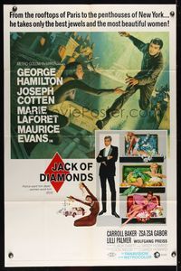 6k468 JACK OF DIAMONDS 1sh '67 George Hamilton steals jewels & sexy women from Paris to New York!