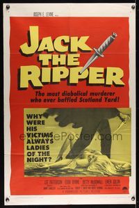 6k470 JACK THE RIPPER 1sh '60 American detective helps Scotland Yard find fabled killer!