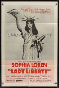 6k509 LADY LIBERTY 1sh '72 great wacky image of sexy Sophia Loren as Statue of Liberty!