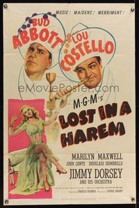 6k556 LOST IN A HAREM 1sh '44 Bud Abbott & Lou Costello in Arabia with sexy babes!
