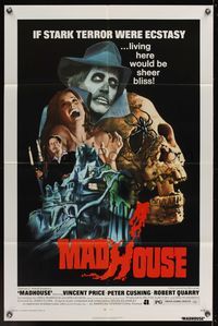 6k572 MADHOUSE 1sh '74 Vincent Price, Cushing, if terror was ecstasy, living here would be bliss!