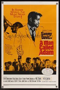 6k584 MAN CALLED ADAM 1sh '66 great images of Sammy Davis Jr. + Louis Armstrong playing trumpet!