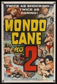 6k608 MONDO CANE 2 1sh '64 art of bizarre human oddities, twice as shocking!
