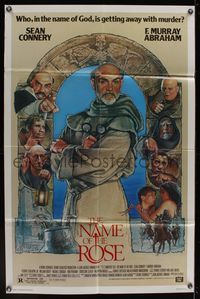 6k626 NAME OF THE ROSE 1sh '86 Der Name der Rose, great Drew Struzan art of Sean Connery as monk!