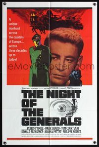 6k641 NIGHT OF THE GENERALS style A 1sh '67 World War II officer Peter O'Toole!