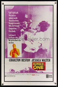 6k653 NUMBER ONE 1sh '69 alcoholic football player Charlton Heston has nowhere to go but down!