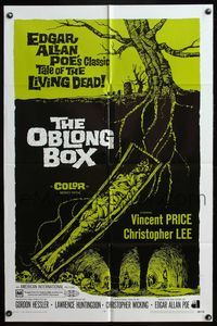 6k656 OBLONG BOX 1sh '69 Vincent Price, Christopher Lee, Edgar Allan Poe, cool horror art!