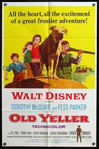 6k660 OLD YELLER 1sh R65 great artwork of Disney's most classic canine!