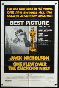 6k670 ONE FLEW OVER THE CUCKOO'S NEST AA style 1sh '75 Jack Nicholson, Milos Forman classic!