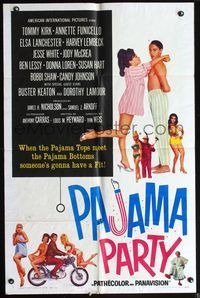 6k680 PAJAMA PARTY 1sh '64 sexy Annette Funicello, Tommy Kirk, wacky images!