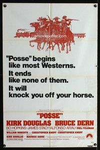 6k706 POSSE 1sh '75 Kirk Douglas, it begins like most westerns but ends like none of them!