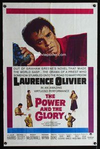 6k708 POWER & THE GLORY 1sh '62 Laurence Olivier, from Graham Greene's novel!