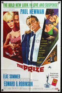 6k715 PRIZE 1sh '63 great Howard Terpning art of Paul Newman in suit and tie & sexy Elke Sommer!