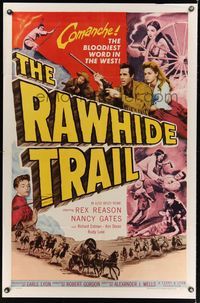 6k731 RAWHIDE TRAIL 1sh '58 killer-Comanches gather for the bloody eve of the tomahawk & knife!