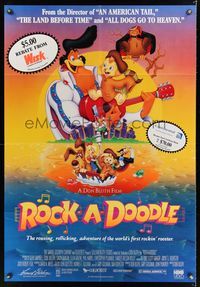 6k749 ROCK-A-DOODLE video 1sh '91 Don Bluth's cartoon adventure of the world's first rockin' rooster