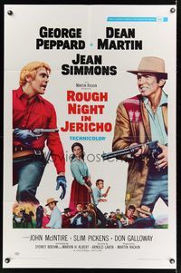 6k755 ROUGH NIGHT IN JERICHO style B 1sh '67 Dean Martin & George Peppard with guns drawn!