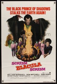 6k772 SCREAM BLACULA SCREAM 1sh '73 great images of black vampire William Marshall & Pam Grier!