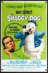 6k784 SHAGGY DOG 1sh R67 Disney, Fred MacMurray, sheep dog fantasy!