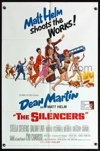 6k792 SILENCERS 1sh '66 outrageous sexy phallic imagery of Dean Martin & the Slaygirls!
